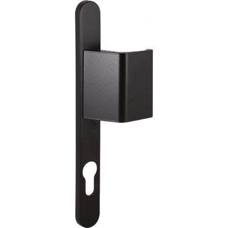 Poignée de porte d'entrée sur plaques – Finition blanche – Entraxe 85 mm – Carré 8 mm – Perçage pour cylindre européen (1/3)