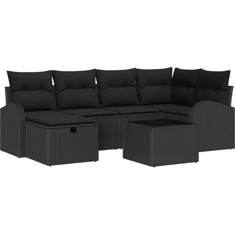 Garden Sofa Set 7 pcs Black 234 x 124 x 85 cm Poly rattan vidaXL