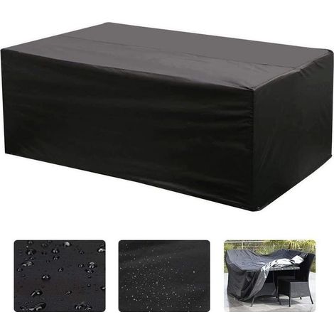 Housse rectangulaire Oxford pour mobilier de jardin, protection UV (noire) - 215 x 135 x 75 cm (1/5)