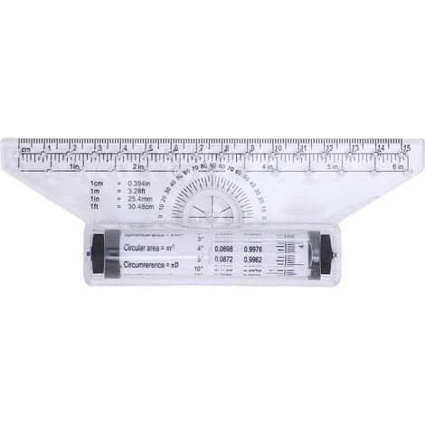 Règle à roulettes pour tracer des lignes parallèles, des arcs, des courbes, avec rapporteur intégré, 15 cm / 5,91 pouces (1/4)