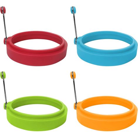 Anneaux à œufs en silicone de qualité alimentaire, multicolores, moules à œufs de cuisson, paquet de 4, 4 pouces.