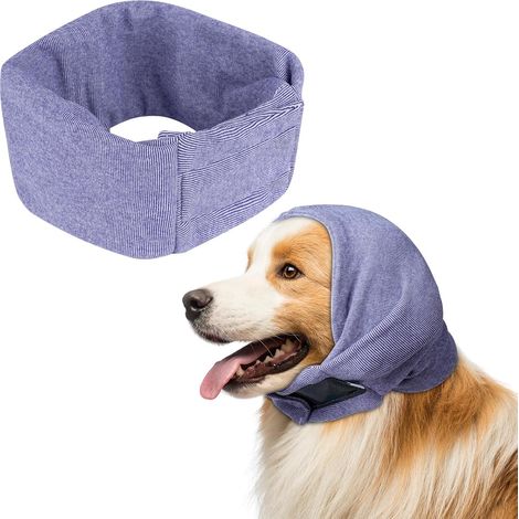 Cache-Oreilles pour Chien Snood pour Chien Cache Cou Chien, Protection Oreille Chien, Cache-Oreilles sans Rabat pour Chien avec Réglable pour Protection Contre Le Bruit(Violet Clair-M)