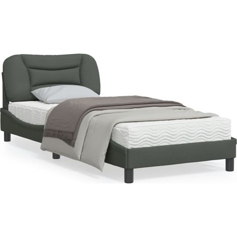 Cadre de lit avec tête de lit Gris foncé 80x200 Tissu (1/5)