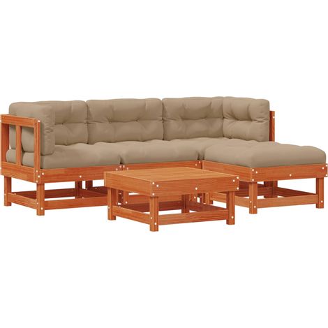 Garden Lounge Set 15 pcs Wax Brown Solid Pine Wood vidaXL