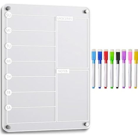 Acrylic Magnetic Dry Erase Board for Fridge Shopping List (1/5)