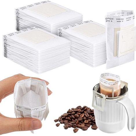 Sachets à café en papier filtre, 120 sachets compte-gouttes jetables, pliables, de qualité alimentaire, compatibles avec la plupart des tasses, pour la maison, le bureau, les voyages et le camping.