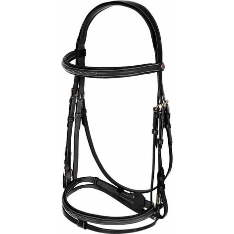 Brida Horze constance padded flash cuero acolchado negro (1/3)