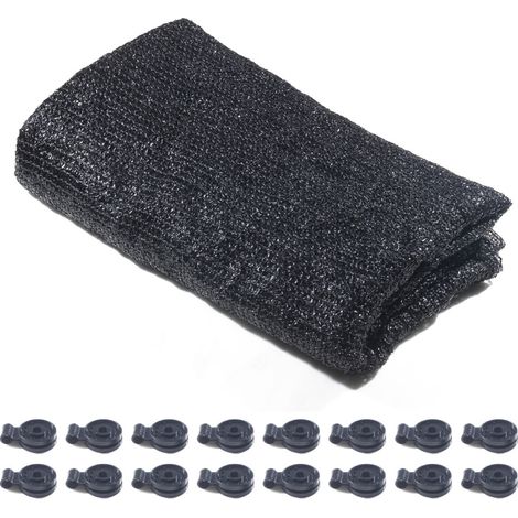 Vela de sombra con 16 clips, 50% de protección solar, malla resistente a los rayos UV, 1,8 x 6 m, color negro, ideal para plantas, invernaderos, jardines, granjas y piscinas. (1/5)