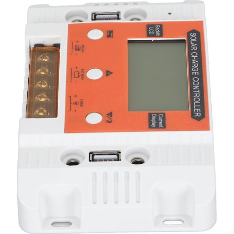 Contrôleur de charge solaire avec écran LCD rétroéclairé, fonction mémoire et double sortie USB, régulateur de panneau solaire 12V/24V 30A (1/5)