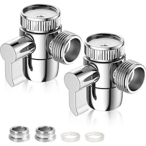 YMYNY Inverseur de Douche, 2 Pièces Chromé Diverter Antirouille Durable,Rechange Laiton Inverseur pour Cuisine ou Salle de Bain Douchette Adaptable Argent (1/4)