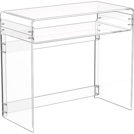 Mophorn Acryltisch Schreibtisch mit zwei Ebenen, transparenter Eingangstisch mit Ablage, moderner rechteckiger Computertisch, stabiler Tisch für Schlafzimmer, Büro und Wohnzimmer 40 x 85 x 75 cm