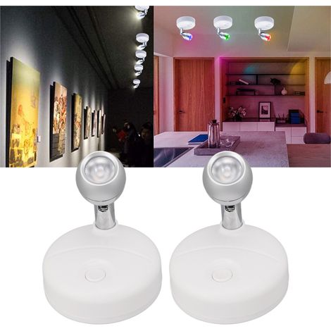Projecteur LED sans fil, projecteur d'intérieur à piles avec tête rotative, télécommande et minuterie pour l'exposition de peintures et de sculptures. (1/5)
