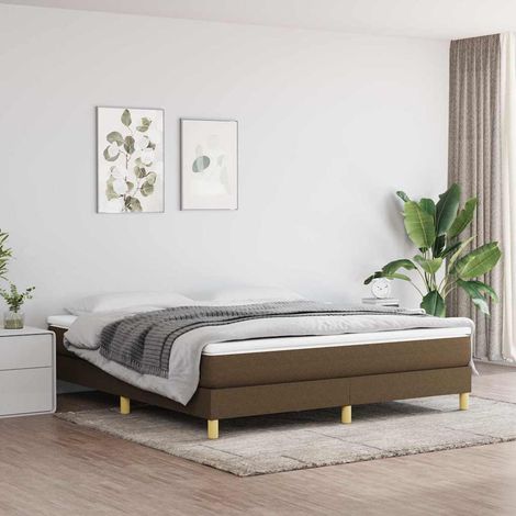 Estructura de cama con somier de tela marrón oscuro 180x200 cm (1/5)