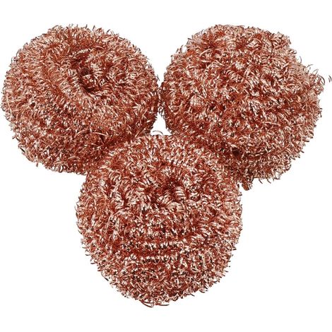 Éponge À Récurer - Lot De 3 - Fil De Fer Plaqué Cuivre - Nettoyage Pointes De Fer Et Scories - Pour Soudure Et Métallerie (1/5)