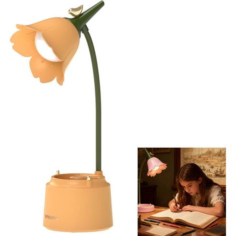 Lampada da scrivania a LED dimmerabile, lampada portapenne, lampada da lettura, lampada da comodino, lampada da lettura con supporto per telefono, lampada da lettura con protezione per gli occhi, 3 co (1/5)