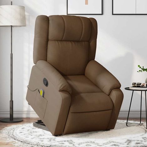 vidaXL Fauteuil de massage inclinable Marron Tissu (1/5)
