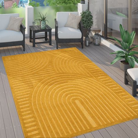 Paco Home Tappeto Cucina Da Esterno Salotto Moderno Balcone Scandinavo Etnico Monocolore 60x100 cm, Giallo 4