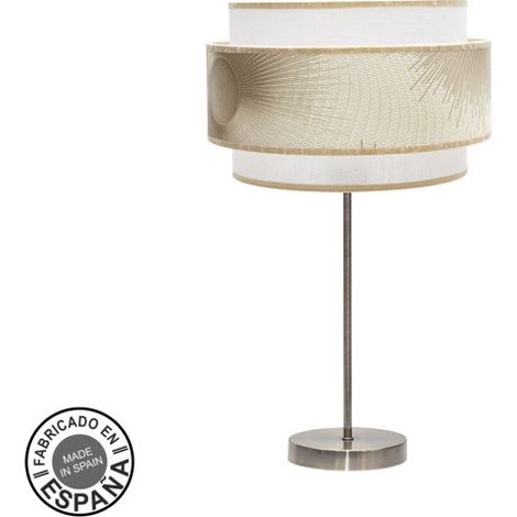 FABRILAMP Lámpara de sobremesa Alto Nepal 1xe27 Cuero/blanco/oro 30d