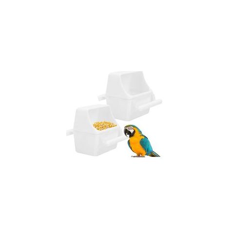 Lot de 2 mangeoires pour oiseaux, mangeoire pour oiseaux, mangeoire/table intérieur extérieur pour oiseau, pour perruche canari perroquet perruche (blanc) (1/5)
