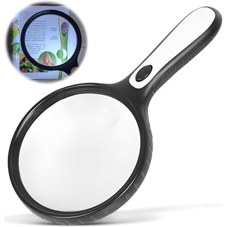 Lupa de lectura iluminada, lupa de mano con luz, lupa de lectura de 30 aumentos con luces LED, para personas mayores y niños, manualidades, lectura, joyería y sellos.