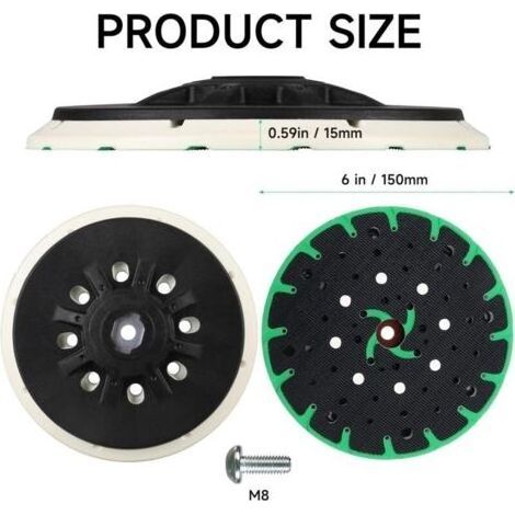 Plateau de ponçage 150 mm, plaque de ponçage d'aspiration de poussière 150 mm compatible avec ponceuse excentrique Festool Rotex RO, ETS 150, ETS EC 150, LEX (1/4)