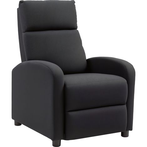 Poltrona Relax Imbottita con Schienale Reclinabile 135° e Poggiapiedi Estraibile in Lino, 69x87x100.5 cm, Nero