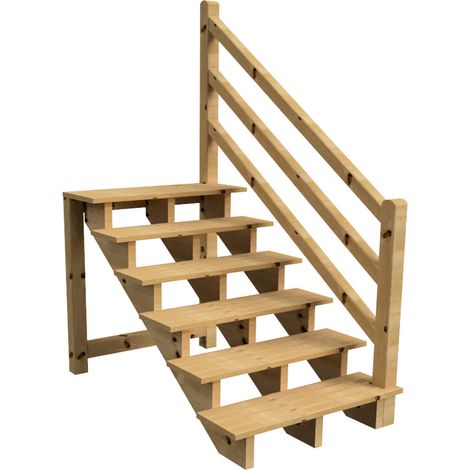 Terrassentreppe VENEZIA mit Treppengeländer rechts, 6 Stufen, H105cm B120cm, ohne Setzstzufen
