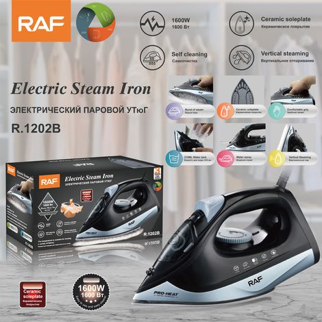 (Noir) Norme européenne - Fer à repasser à vapeur portable - Semelle céramique - Fer à repasser à vaporisation (1/5)
