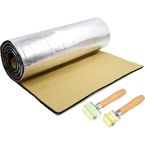 2㎡ 5mm Sound Insulation Aluminum Thermal Car Hood Motor Adhesive Soundproofing Wall 200cmx100cmx5mm with Installation Tools (1/5)