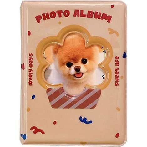 Mini album photo 3 pouces avec perforations, motif fleurs, chien et autres animaux, étui pour carte d'identité 53CA