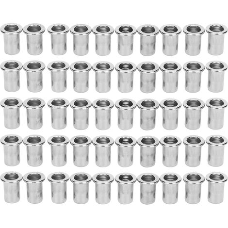 Lot de 50 écrous à riveter M6 en acier inoxydable, écrous cannelés pour fixations, accessoires de quincaillerie (1/5)