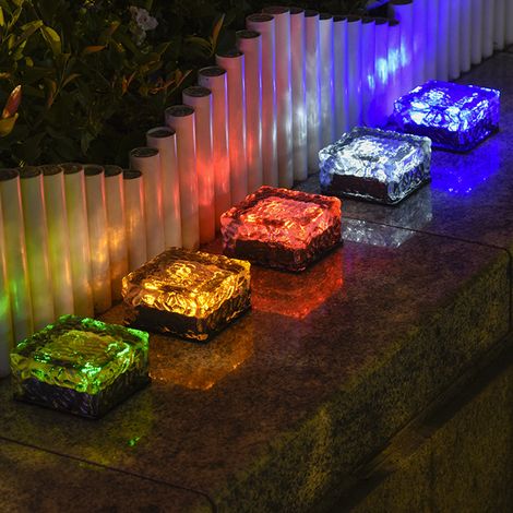 Lampe de pelouse solaire extérieure LED glaçon cristal brique verre lumière de jardin étanche décoration de voie (1/5)
