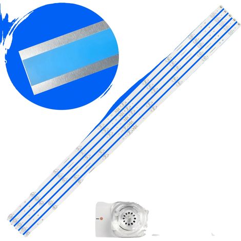 Tiras de retroiluminación LED, 1076 mm de largo, 5 piezas por juego, voltaje de lámpara LED de 3 V, 10 chips A-10 y 9 chips B-9 por tira, completamente nuevas. (1/5)