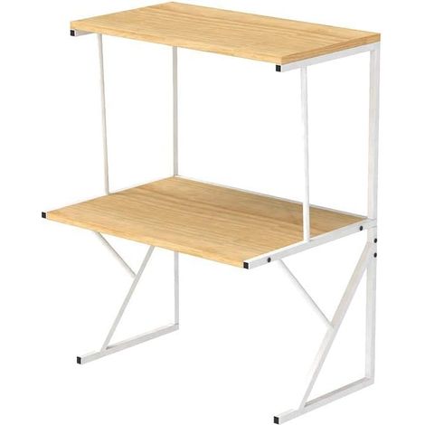 Countertop Microwave Rack Storage Shelving Unit, Small Oven Shelf Microwave Stand, Printer Stand for Desktop Storage Organizer (Pine, 3 tiers) (1/5)