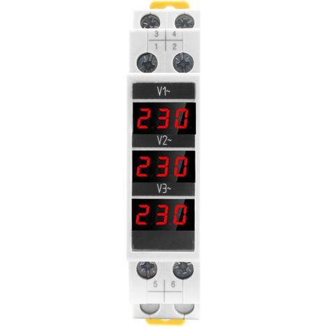 Disjoncteur SDM010, type rail modulaire, voltmètre numérique triphasé, instrument électrique électronique, AC 80-500 V, 1 pièce (1/4)