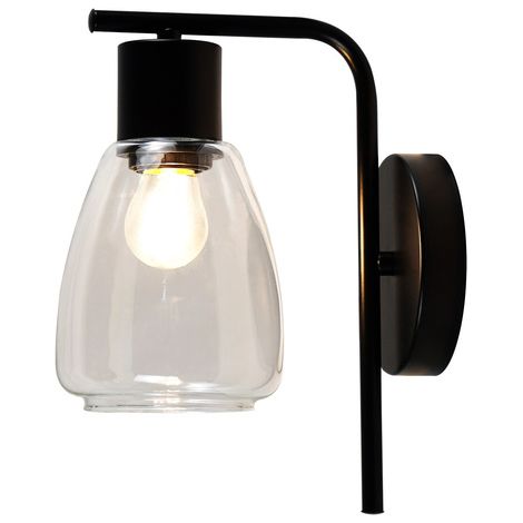 Aplique de pared de cristal negro con pantalla transparente MOLDO 1xE27 40W CA21-35110 Candellux