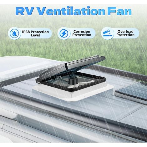 Wohnwagen Wohnmobil Dachfenster Schalldichte Dachluke Leiser Lüfter mit LED 30W,Belüftung Dachfenster Ventilator Dachlüfter Umkehrlüfter Geräuscharmer, Wohnmobilausstattung mit Insektenschutzgitter