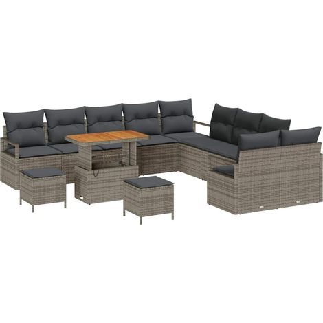 Garden Sofa Set with Cushion with Storage 13 pcs Grey vidaXL