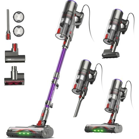 Aspirateur Balai avec Fil, 65Kpa/600W Aspirateur sans Sac Puissant, Brosse Matelas, 1,3KG Léger, Câble 7M, 1,5L, Brosse Anti-Enroulement & Autoportante pour Tapis, Sols, Poils d’Animaux (1/5)
