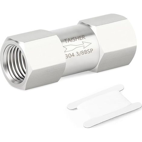 304 Stainless Steel 3/8" BSP Female x 3/8" BSP Female Check Valve, Water Backflow Prevention, One-Way Check Valve (1/4)
