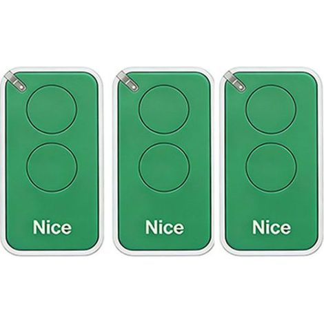 Lot de 3 télécommandes pour Nice INTI2B 433.92MHz, 2 canal, pour systèmes d'automatisation de portails et de garages, couleur verte