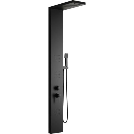 COLONNA PANNELLO DOCCIA IN ACCIAIO INOX NERO OPACO CON DOCCETTA,FLESSIBILE E GETTI ORIZZONTALI MASSA - NERO OPACO - AER
