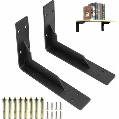 Set mit 2 Regalträgern 290 mm, Schwerlastträger, Wandregalhalterungen, Schwerlastträger mit Schrauben, Schwarz, Tragkraft 150 kg/330 lbs - Crezuo