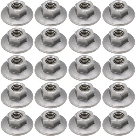 50 Stück M6x1,0 19 mm Außendurchmesser Sechskantflanschmuttern mit vergrößertem Durchmesser, selbstsichernd, aus Kohlenstoffstahl, für die Möbel- und Heimwerkerindustrie