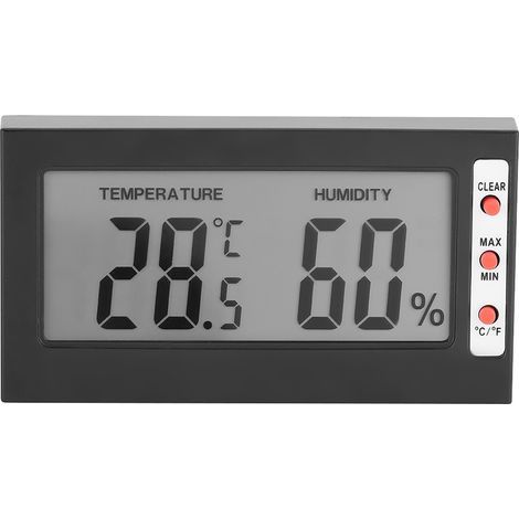 Tragbares digitales Thermometer-Hygrometer mit LCD-Anzeige, Messbereich: 0 bis 50 °C, 10 bis 99 % relative Luftfeuchtigkeit