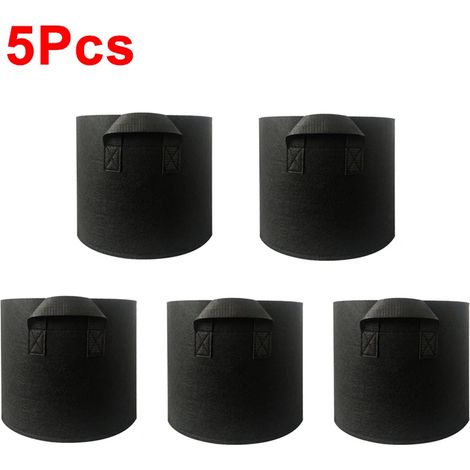 (5 sacs de culture noirs, 12 gallons, 40 x 35 cm) pour légumes/fleurs/plantes, en tissu non tissé épais avec poignées et aération (1/4)