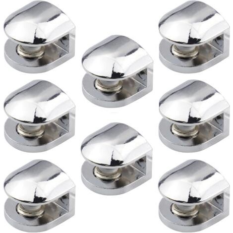Lot de 8 pinces à verre réglables – Alliage de zinc – Pour verre de 6 à 8 mm – Fixation miroir et étagères en bois (1/5)