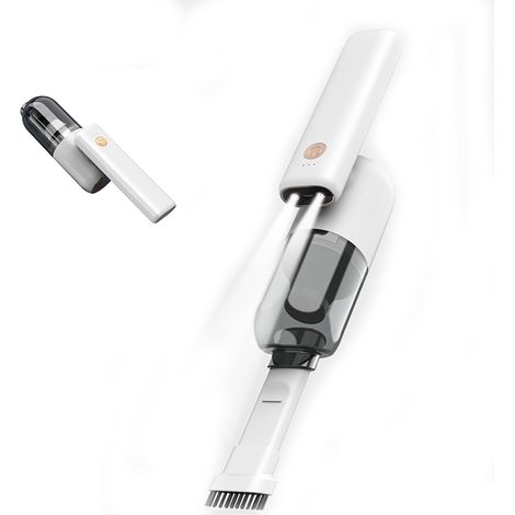 Aspirateur de voiture - Aspirateur portatif - Pliable à 180° - Aspirateur portable - Avec éclairage LED - Convient pour les voitures, les maisons et les bureaux - Blanc (1/5)