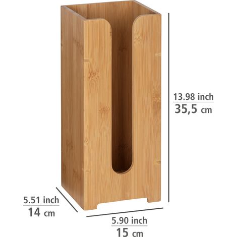 WENKO Porta carta igienica in legno di bambù, capacità di stoccaggio per 3 rotoli, in bambù, 15x35,5x14 cm, marrone (1/5)