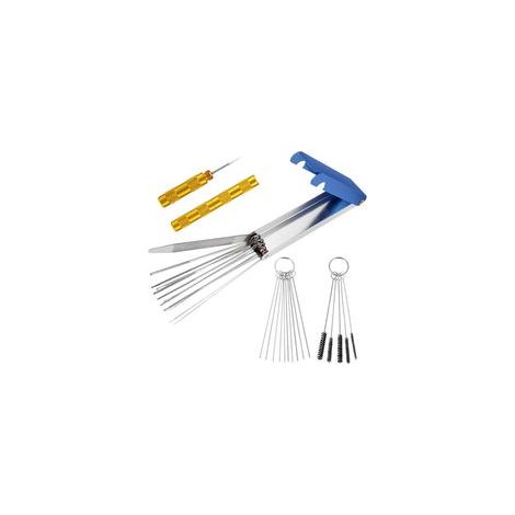 Kit de nettoyage de carburateur Dirt Carburator Cleaner Jet Clear Cleaner, comprenant 13 fils de nettoyage, 10 aiguilles de nettoyage, 5 brosses en nylon et 1 pic pointu pour pistolet à peinture de ca (1/5)